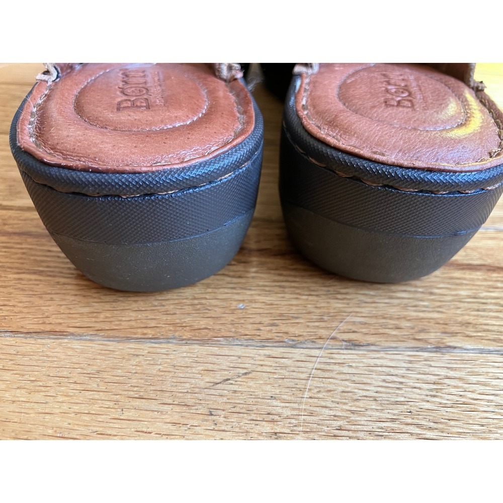 Vtg Brown Suede Studded Leather Clogs Mules Wedge Shoes Womens 8W Granola‎ Girl - Picture 7 of 9